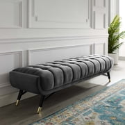 Modway Adept Tufted Performance Velvet Bench in Gray and Black