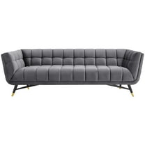 Modway Adept Performance Velvet Sofa in Gray