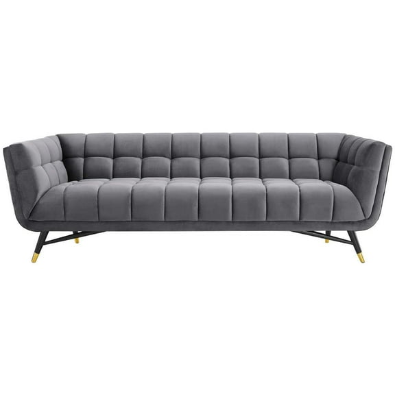 Modway Adept Performance Velvet Sofa in Gray