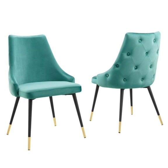 Modway Adorn Dining Side Chair Performance Velvet Set of 2 in Teal