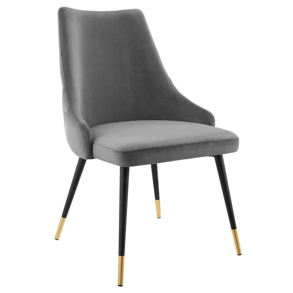 Modway Adorn 17.5" Tufted Performance Velvet Dining Side Chair in Gray