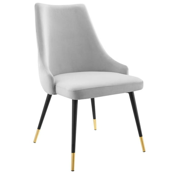 Modway Adorn Tufted Performance Velvet Dining Side Chair in Light Gray