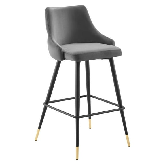 Adorn Performance Velvet Bar Stool, Gray