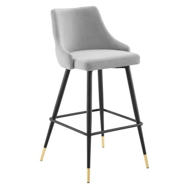 Modway Adorn 29.5" Modern Style Performance Velvet Bar Stool in Light Gray