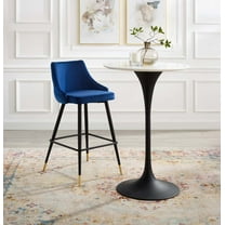 Modway Adorn Performance Velvet Bar Stool in Navy