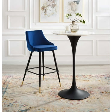 Modway Adorn 29.5" Modern Style Performance Velvet Bar Stool in Navy