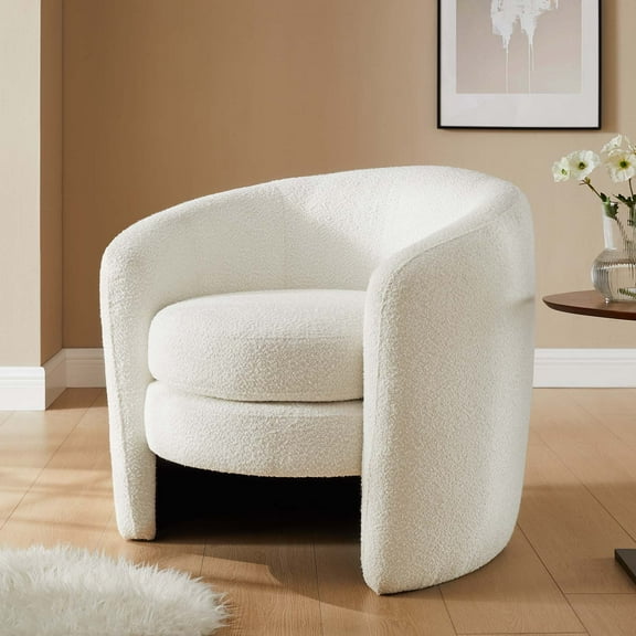 Modway Affinity Upholstered Boucle Fabric Curved Back Armchair in Cloud