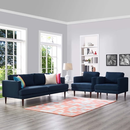 Modway Agile 3 Piece Upholstered Fabric Set in Blue