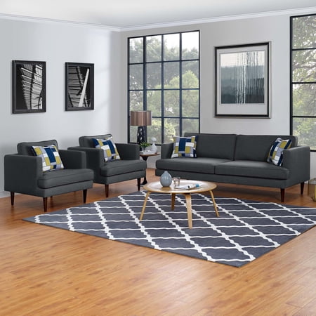 Modway Agile 3 Piece Upholstered Fabric Set in Gray