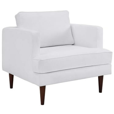 Modway Agile Polyester Fabric Accent Armchair in White and Walnut