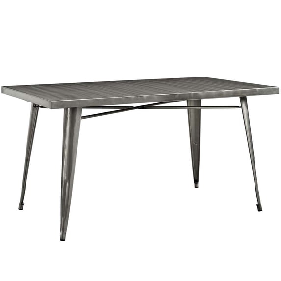 Modway Alacrity Rectangle Metal Dining Table in Gunmetal
