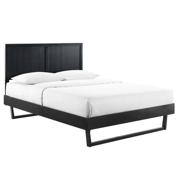 Modway Alana Full Wood Platform Bed With Angular Frame in Black