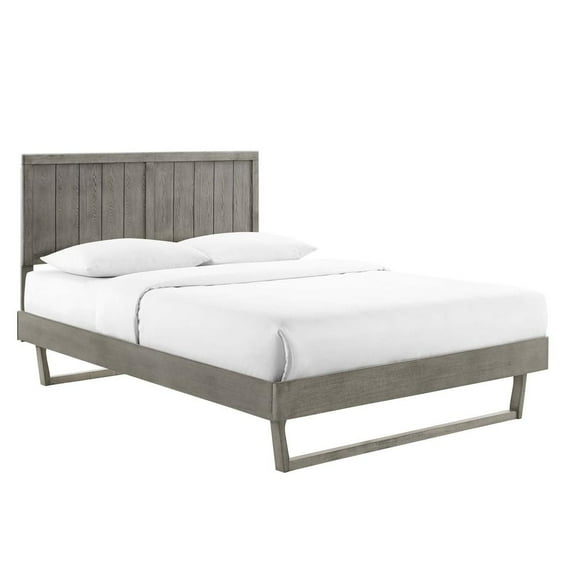 Modway Alana King Wood Platform Bed With Angular Frame in Gray