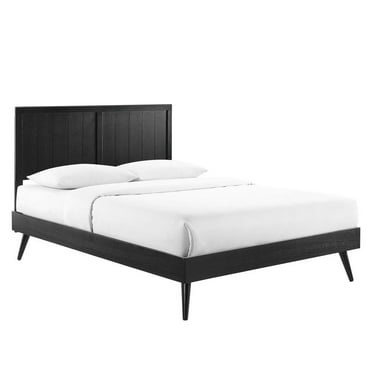 Modway Alana Queen Modern Wood Platform Bed with Splayed Legs in Black