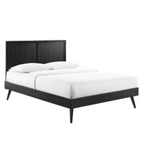 Modway Alana Queen Modern Wood Platform Bed with Splayed Legs in Black