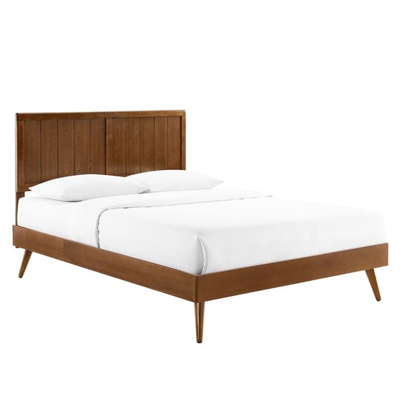 Modway Alana Twin Wood Platform Bed with Splayed Legs in Walnut
