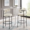 thumbnail image 1 of Modway Albie Boucle Fabric Bar Stools - Set of 2 in Ivory Black, 1 of 11