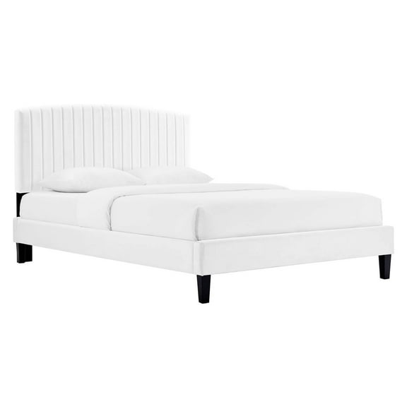 Alessi Performance Velvet Full Platform Bed White