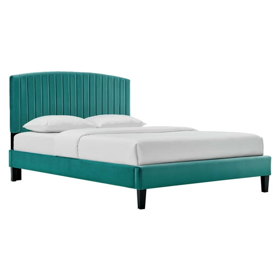 Alessi Performance Velvet Twin Platform Bed, Teal