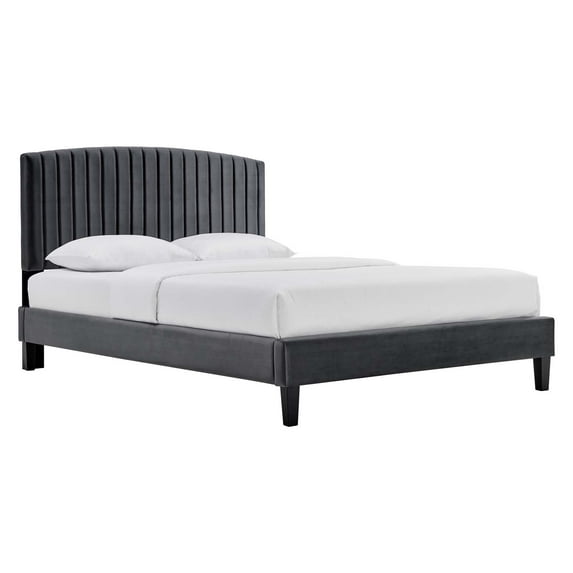 Modway Alessi Performance Velvet Queen Platform Bed, Multiple Colors