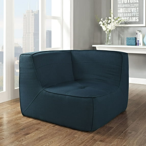 Modway Align Upholstered Corner Accent Chair in Azure