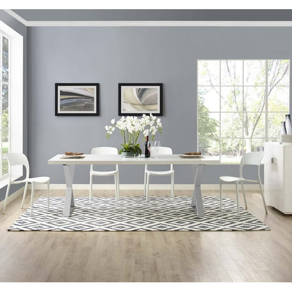 Modway Alika Abstract Diamond Trellis 8x10 Area Rug in Charcoal and Ivory