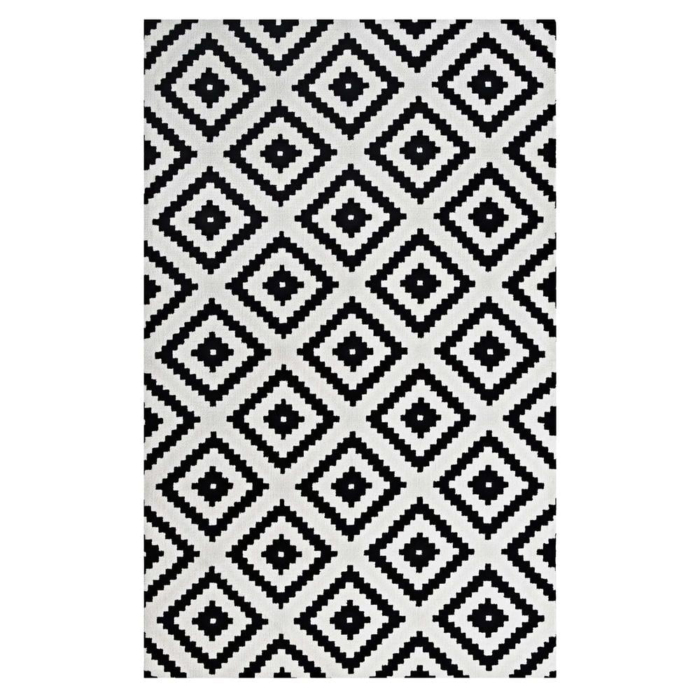 Alika Black and White Diamond Trellis 8' x 10' Area Rug