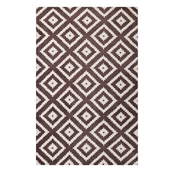 modway alika abstract diamond trellis 8x10 area rug for bedroom, dining room, living room in ivory and brown