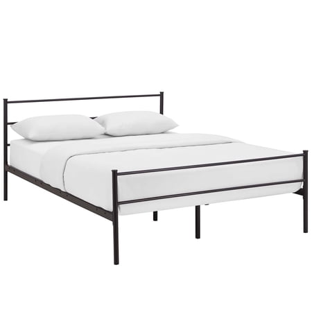 Modway Alina Powder Coated Sturdy Steel Full Platform Bed Frame in Brown