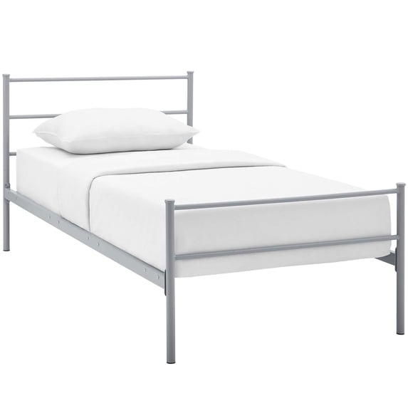 Modway Alina Powder Coated Sturdy Steel Twin Platform Bed Frame in Gray