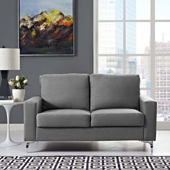 Modway Allure Modern Steel & Fabric Upholstered Sofa in Gray/Silver