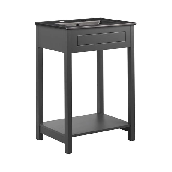 Modway Altura 24" MDF Ceramic and Particleboard Bathroom Vanity in Gray/Black