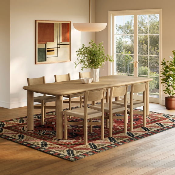 Modway Alvia 7-Piece Wood Extendable Dining Table and Chairs Set in Weathe