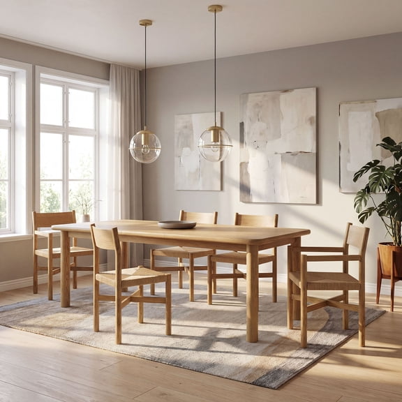 Alvia 86" to 105" Extendable Rectangular Oak Wood Dining Table in Weathered Oak