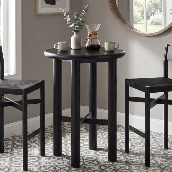 Modway Alvia Round 30" Wood Bar Table in Black