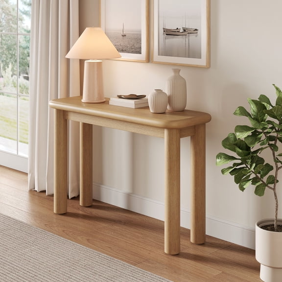 Modway Alvia Wood Console Table in Weathered Oak