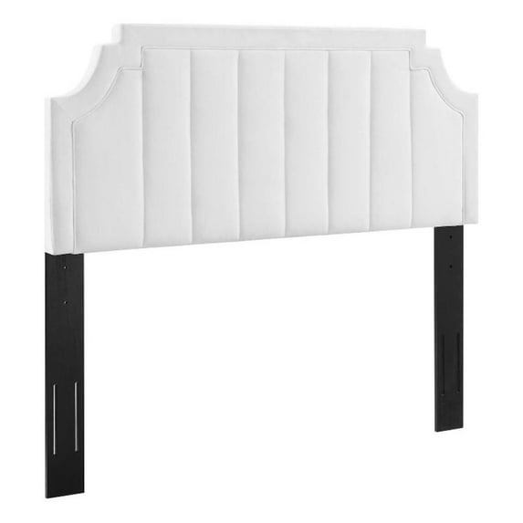 Modway Alyona Channel Tufted Velvet King/California King Headboard in White