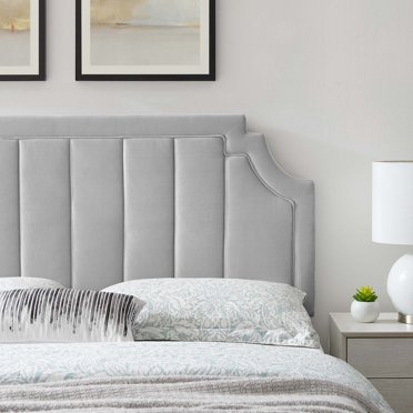 Modway Veronique Twin Performance Velvet Headboard in Light Gray ...