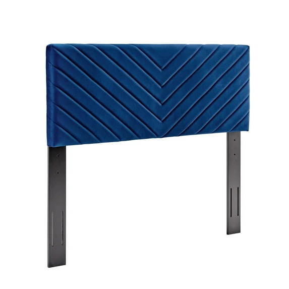 Modway Alyson Angular Channel Tufted Velvet Full/Queen Headboard in Navy
