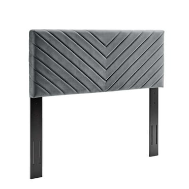 Modway Alyson Angular Channel Tufted Velvet Full/Queen Headboard in Charcoal