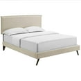 thumbnail image 1 of Modway Amaris Queen Fabric Platform Bed with Round Splayed Legs in Beige, 1 of 6