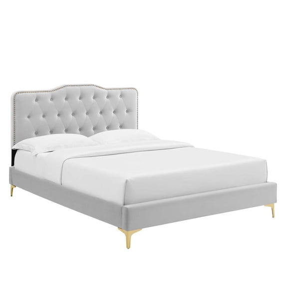 Modway Amber King Platform Bed in Light Gray