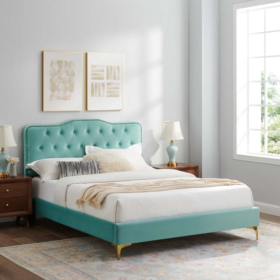 Modway Amber King Platform Bed in Mint