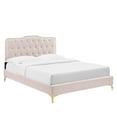 thumbnail image 1 of Modway Amber Modern Style Performance Velvet Full Platform Bed in Pink, 1 of 10
