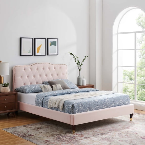 Modway Amber King Platform Bed in Pink