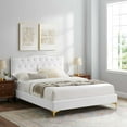 thumbnail image 1 of Modway Amber Performance Velvet Queen Platform Bed in White, 1 of 10