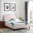 thumbnail image 1 of Modway Amber Tufted Performance Velvet King Platform Bed in Pink, 1 of 10