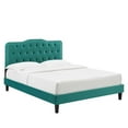 thumbnail image 1 of Modway Amber Tufted Performance Velvet King Platform Bed in Teal, 1 of 10