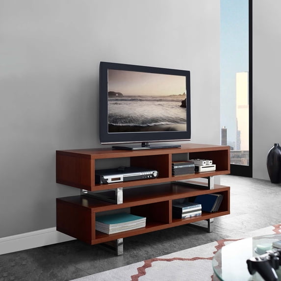 Modway Amble 47" 2 Tier Wooden TV Stand in Walnut