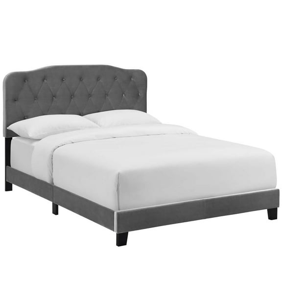 Modway Amelia King Performance Velvet Bed in Gray
